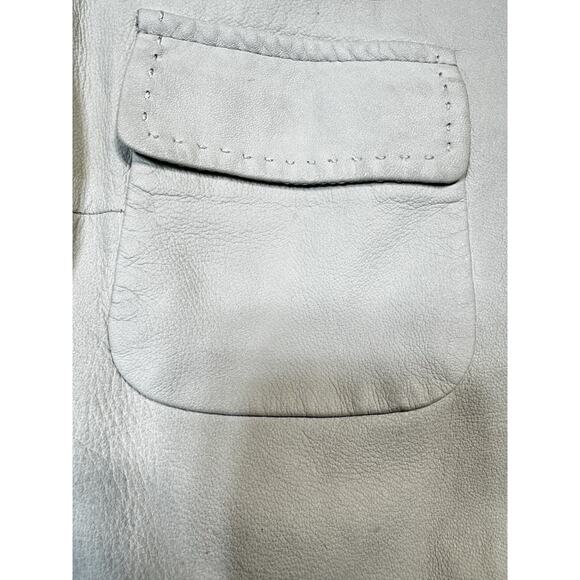 Max Mara Studio Beige Leather Jacket Quiet Luxury Minimalist Sz 10 Made In Italy - Picture 9 of 10